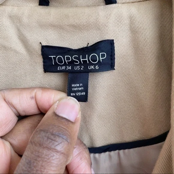 TopShop tan trench coat size US 2